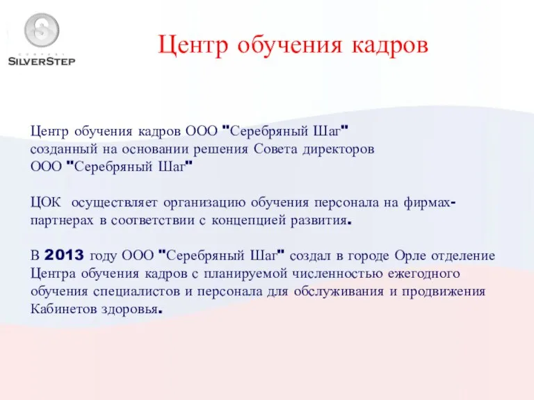 Центр обучения кадров ООО "Серебряный Шаг" созданный на основании решения Совета директоров