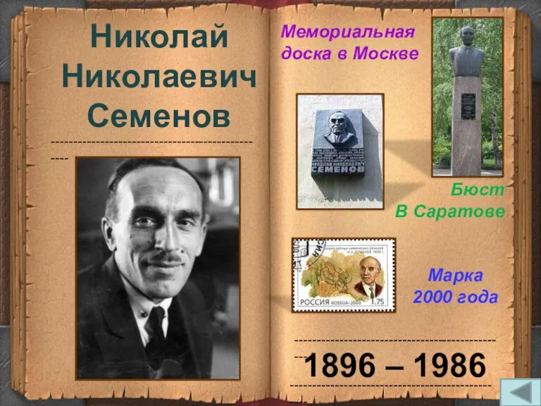 ------------------------------------------------- ------------------------------------------------- ------------------------------------------------- Николай Николаевич Семенов 1896 – 1986 Бюст В Саратове