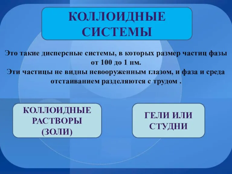 Коллоидные системы Это такие дисперсные системы, в которых размер частиц фазы от