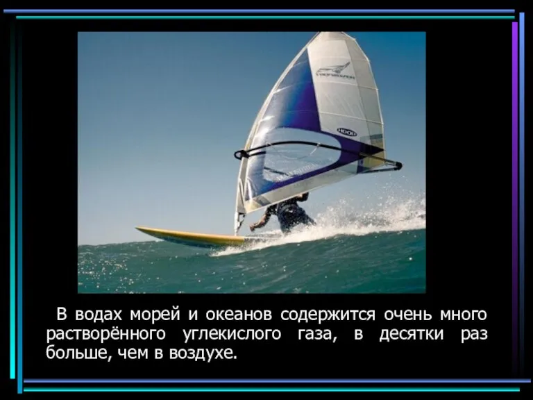 В водах морей и океанов содержится очень много растворённого углекислого газа, в