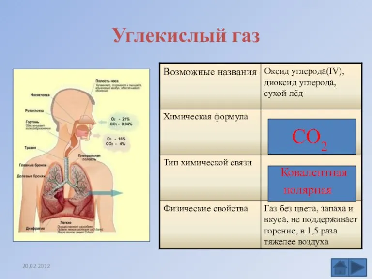 Углекислый газ СО2 Ковалентная полярная