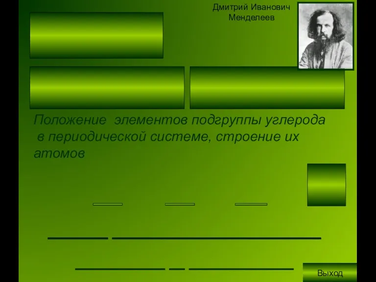 ____ ________ ________ Положение элементов подгруппы углерода в периодической системе, строение их