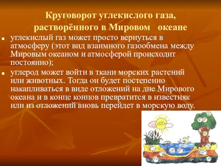 Круговорот углекислого газа, растворённого в Мировом океане углекислый газ может просто вернуться