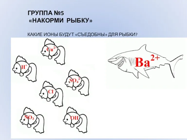 ГРУППА №5 «НАКОРМИ РЫБКУ» КАКИЕ ИОНЫ БУДУТ «СЪЕДОБНЫ» ДЛЯ РЫБКИ?