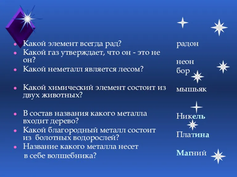 Какой элемент всегда рад? Какой газ утверждает, что он - это не