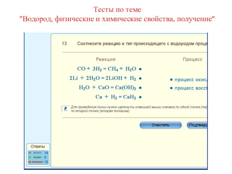 Тесты по теме "Водород, физические и химические свойства, получение"