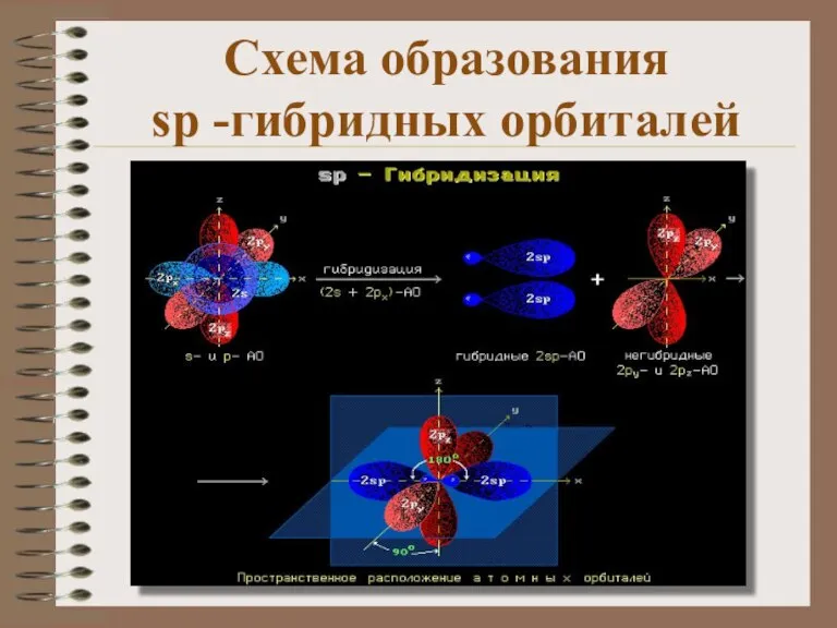 Схема образования sp -гибридных орбиталей