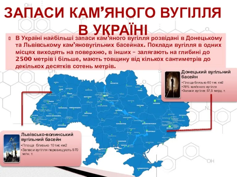 В Україні найбільші запаси кам’яного вугілля розвідані в Донецькому та Львівському кам’яновугільних