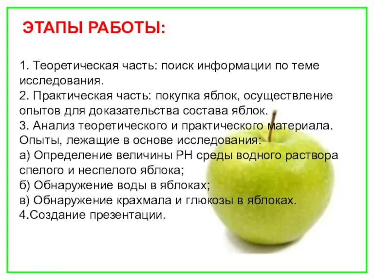 1. Теоретическая часть: поиск информации по теме исследования. 2. Практическая часть: покупка