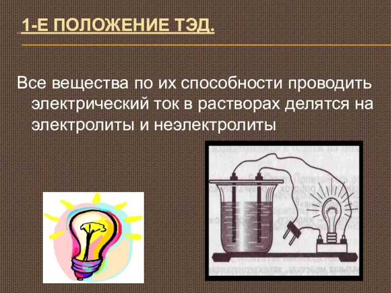 1-Е ПОЛОЖЕНИЕ ТЭД. Все вещества по их способности проводить электрический ток в