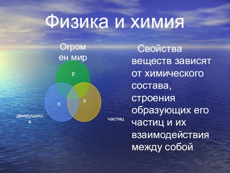 Физика и химия р n Свойства веществ зависят от химического состава, строения