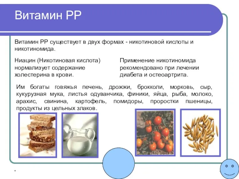 * Витамин РР Витамин PP существует в двух формах - никотиновой кислоты