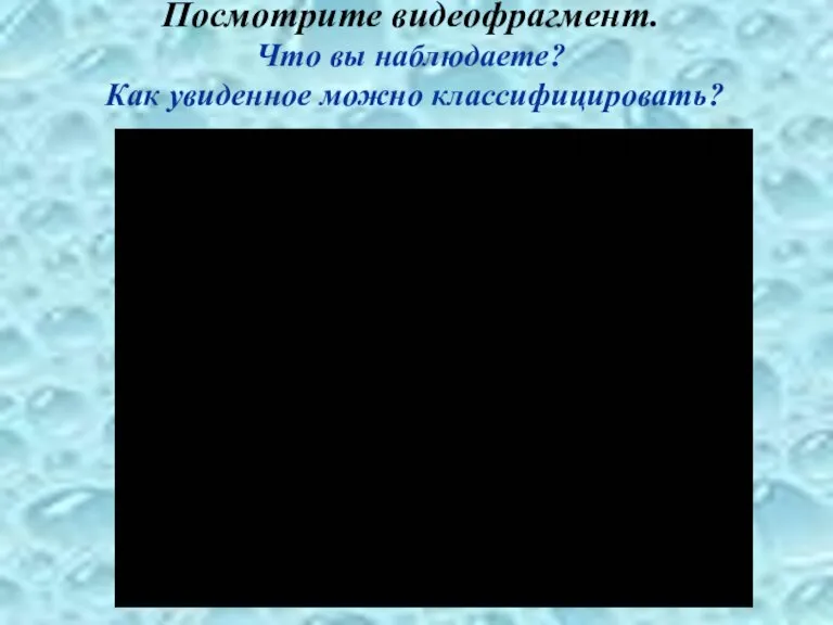 Посмотрите видеофрагмент. Что вы наблюдаете? Как увиденное можно классифицировать?