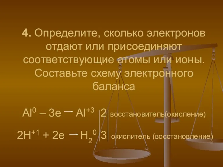 4. Определите, сколько электронов отдают или присоединяют соответствующие атомы или ионы. Составьте