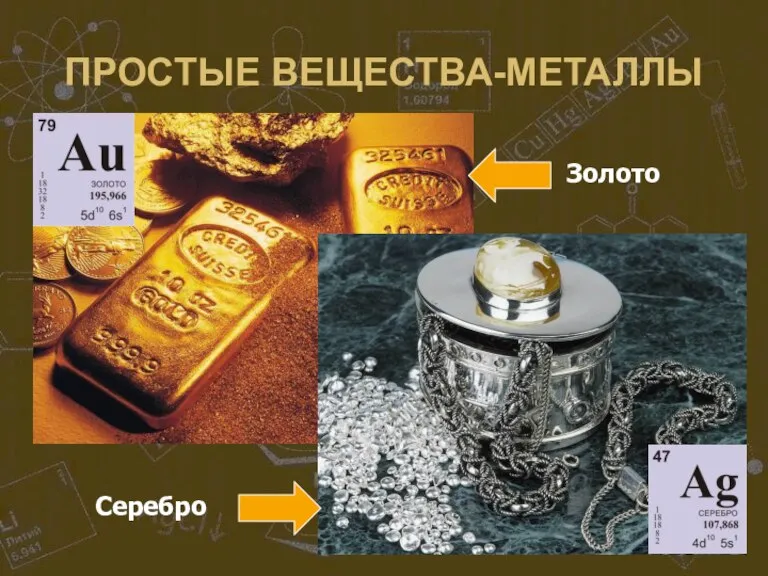 ПРОСТЫЕ ВЕЩЕСТВА-МЕТАЛЛЫ Золото Серебро