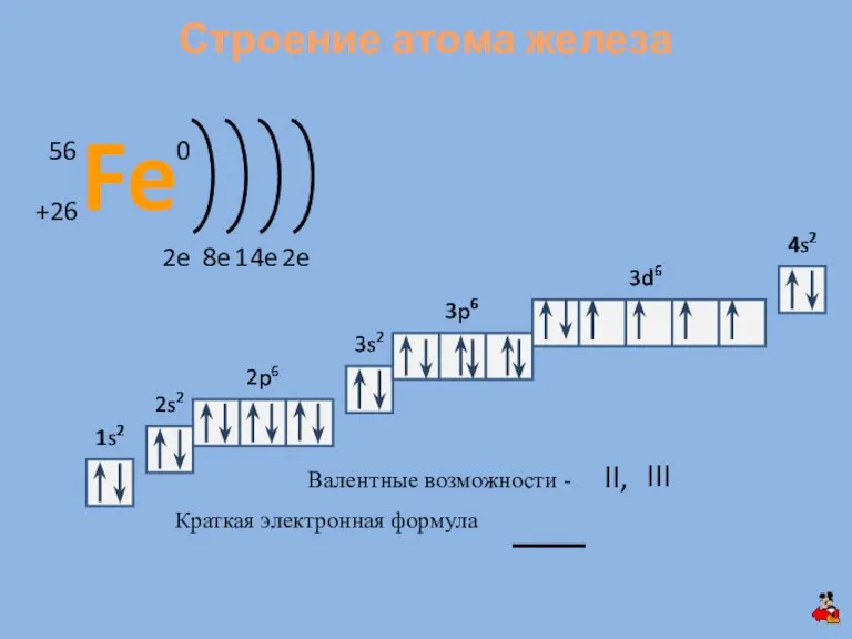 1s2 2s2 2p6 3s2 3p6 1s2 2s2 2p6 3s2 Краткая электронная формула