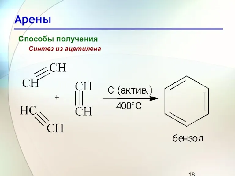 Арены Способы получения Синтез из ацетилена