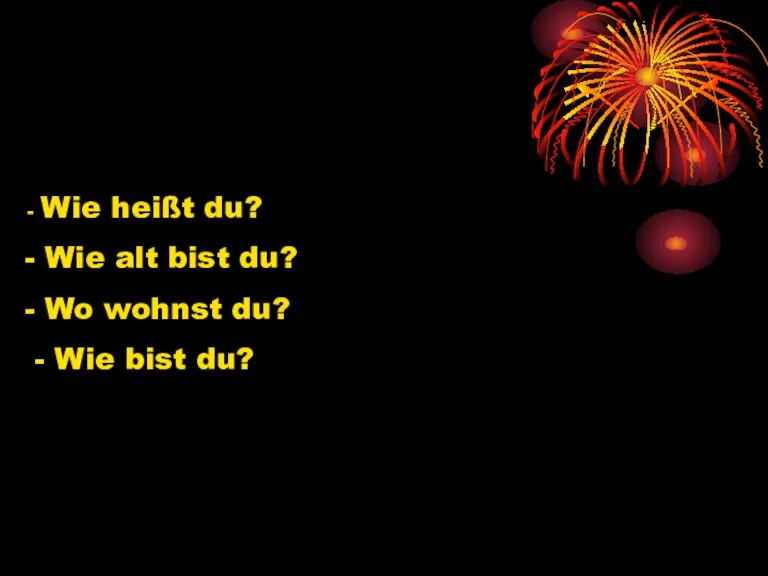 Wie heißt du? Wie alt bist du? Wo wohnst du? - Wie bist du?