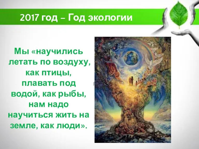 2017 год – Год экологии Мы «научились летать по воздуху, как птицы,