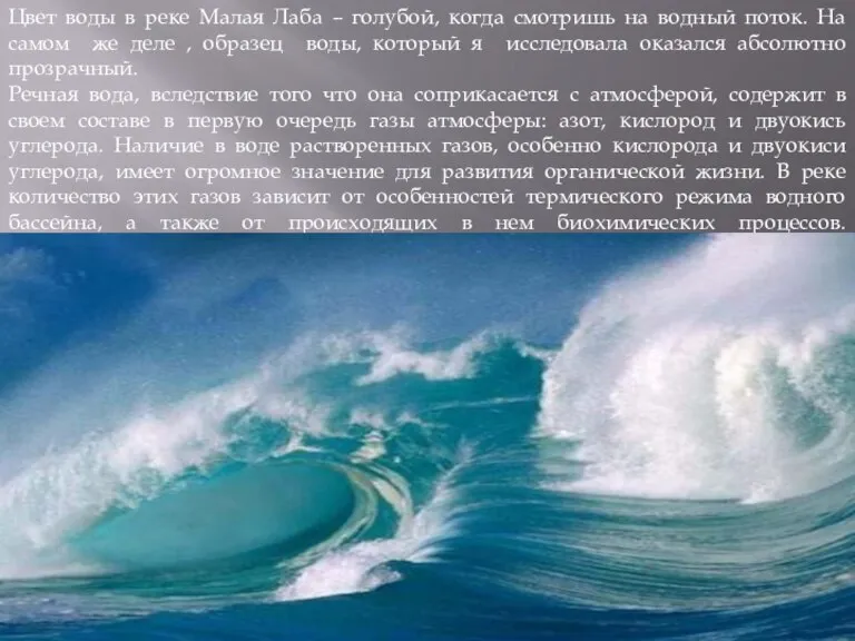 Цвет воды в реке Малая Лаба – голубой, когда смотришь на водный