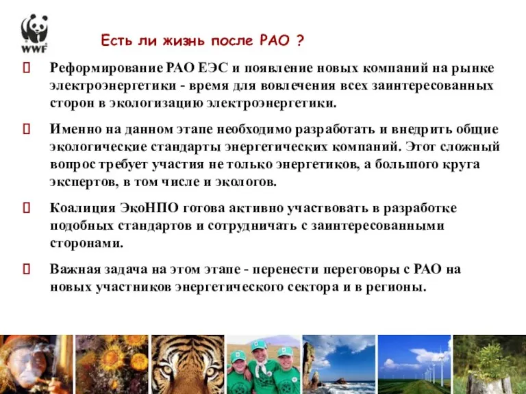 Есть ли жизнь после РАО ? Реформирование РАО ЕЭС и появление новых