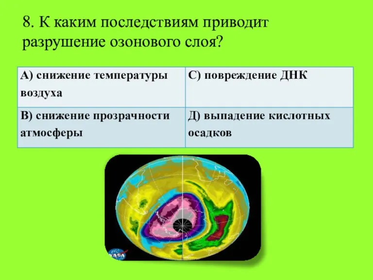 8. К каким последствиям приводит разрушение озонового слоя?