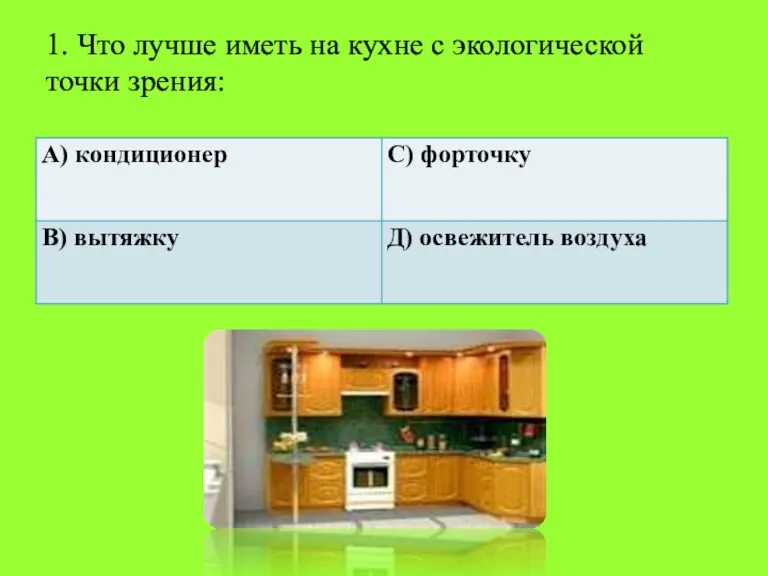1. Что лучше иметь на кухне с экологической точки зрения: