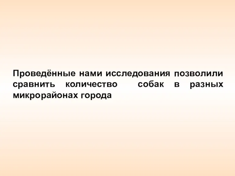 Проведённые нами исследования позволили сравнить количество собак в разных микрорайонах города