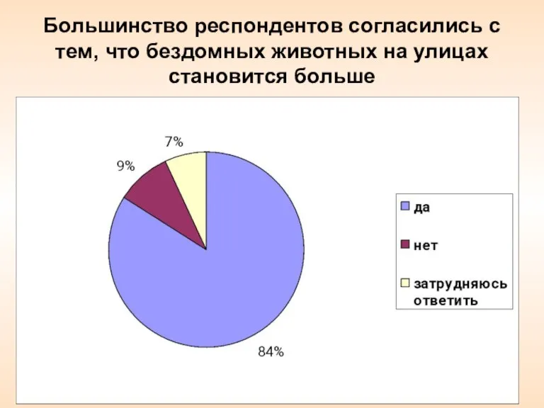 Большинство респондентов согласились с тем, что бездомных животных на улицах становится больше