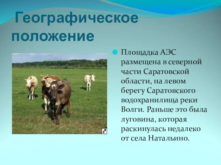 Географическое положение Площадка АЭС размещена в северной части Саратовской области, на левом