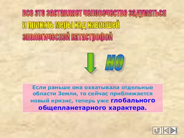 все это заставляет человечество задуматься и принять меры над нависшей экологической катастрофой