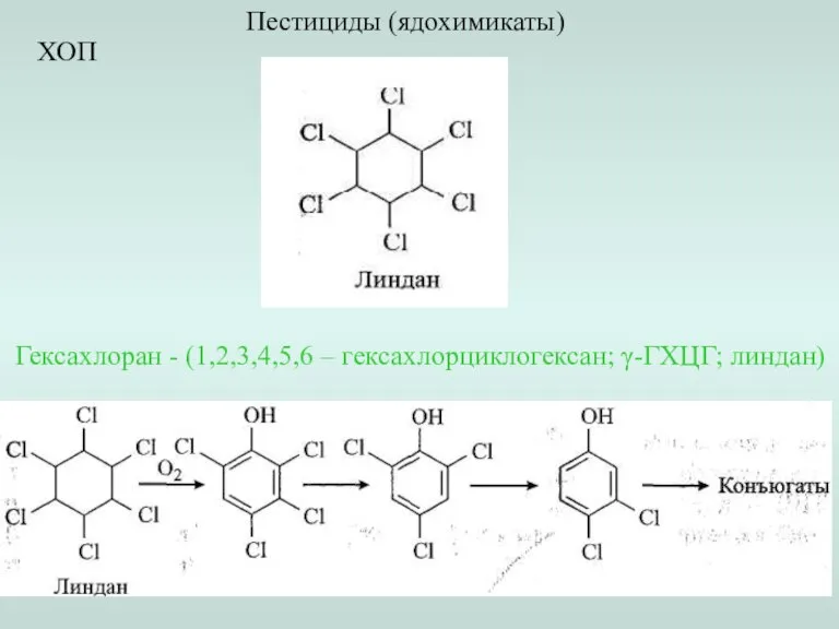 Пестициды (ядохимикаты) Гексахлоран - (1,2,3,4,5,6 – гексахлорциклогексан; γ-ГХЦГ; линдан) ХОП