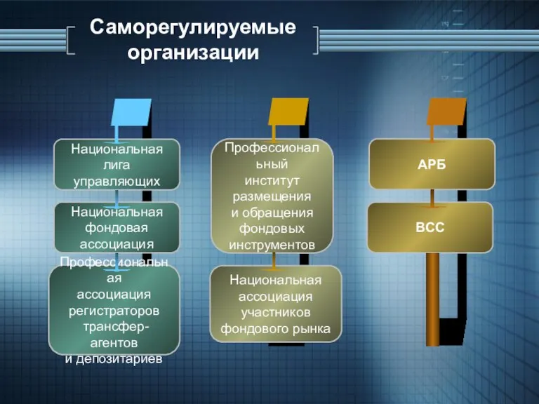 Саморегулируемые организации Национальная лига управляющих Национальная фондовая ассоциация Профессиональная ассоциация регистраторов трансфер-агентов