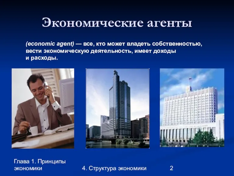 Глава 1. Принципы экономики 4. Структура экономики Экономические агенты (economic agent) —