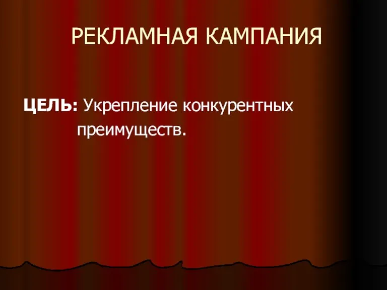 РЕКЛАМНАЯ КАМПАНИЯ ЦЕЛЬ: Укрепление конкурентных преимуществ.