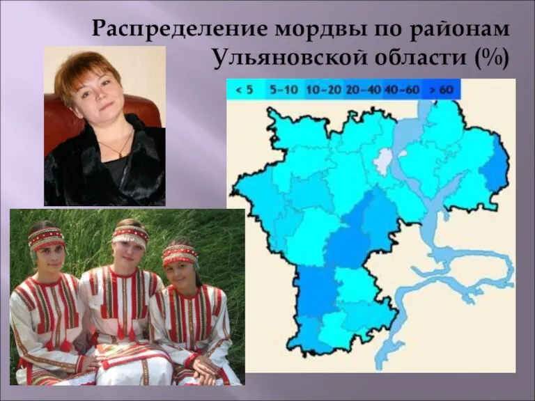 Распределение мордвы по районам Ульяновской области (%)