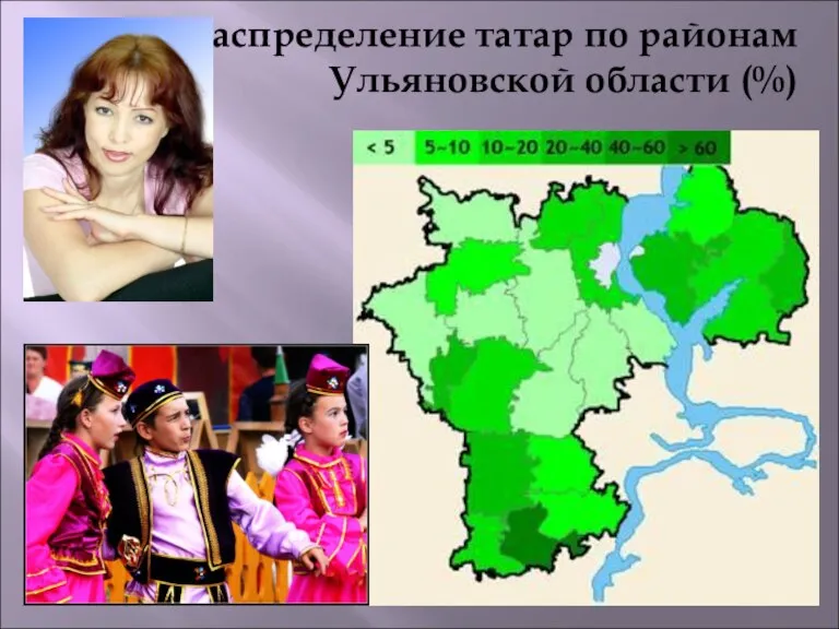 Распределение татар по районам Ульяновской области (%)