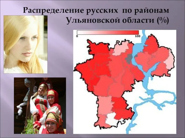 Распределение русских по районам Ульяновской области (%)
