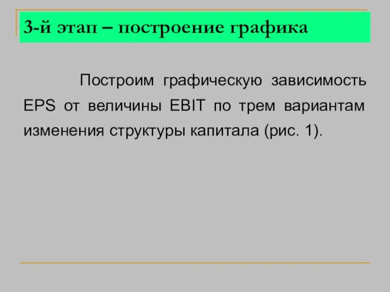 Построим графическую зависимость EPS от величины EBIT по трем вариантам изменения структуры