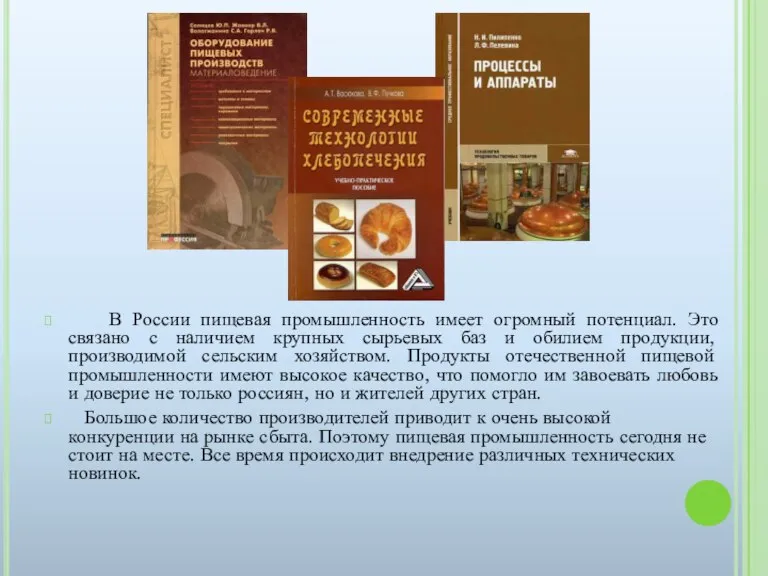 В России пищевая промышленность имеет огромный потенциал. Это связано с наличием крупных