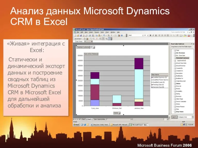 «Живая» интеграция с Excel: Статически и динамический экспорт данных и построение сводных