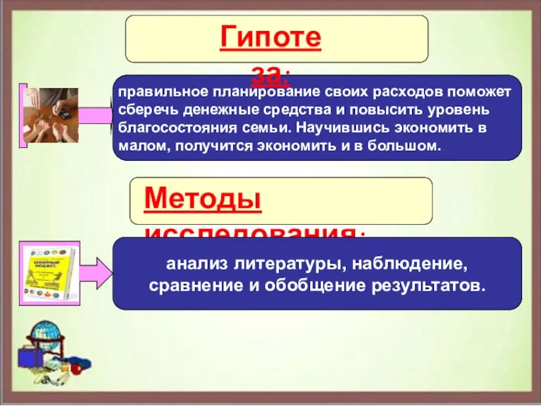 Гипотеза: Методы исследования: