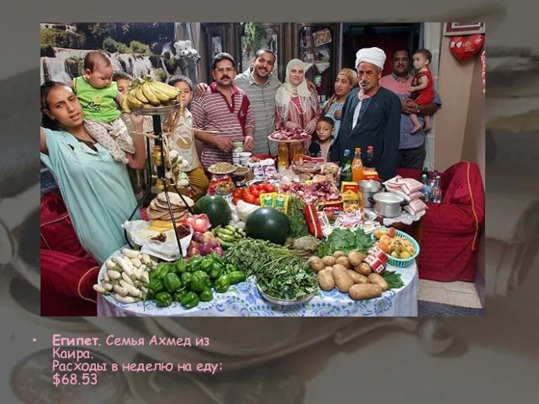 Египет. Семья Ахмед из Каира. Расходы в неделю на еду: $68.53