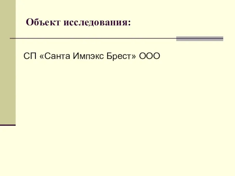 Объект исследования: СП «Санта Импэкс Брест» ООО