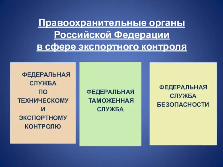 Правоохранительные органы Российской Федерации в сфере экспортного контроля ФЕДЕРАЛЬНАЯ СЛУЖБА ПО ТЕХНИЧЕСКОМУ