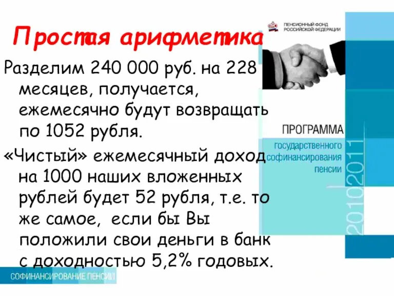 Разделим 240 000 руб. на 228 месяцев, получается, ежемесячно будут возвращать по