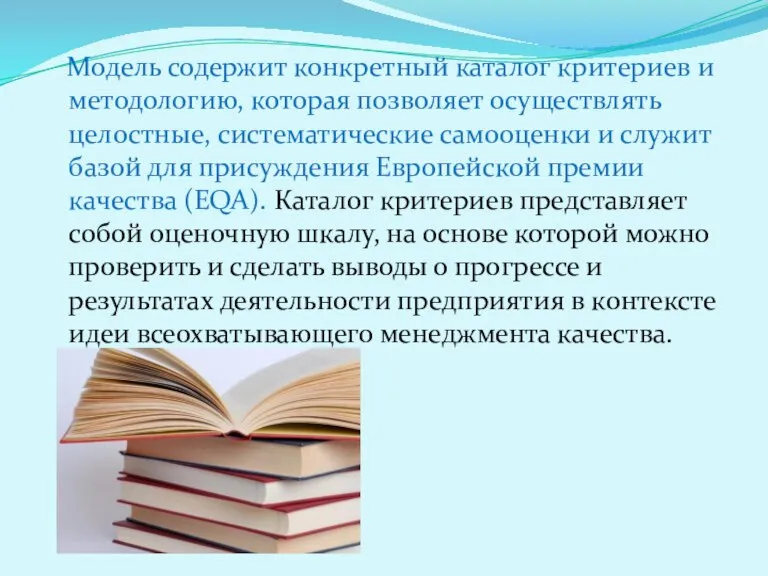 Модель содержит конкретный каталог критериев и методологию, которая позволяет осуществлять целостные, систематические