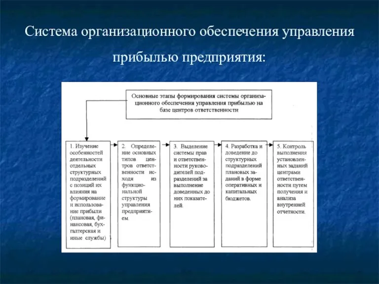 Система организационного обеспечения управления прибылью предприятия: