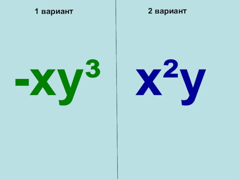 1 вариант 2 вариант -xy³ x²y
