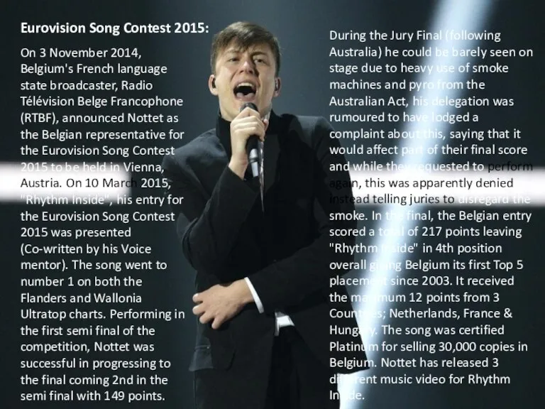 Eurovision Song Contest 2015: On 3 November 2014, Belgium's French language state